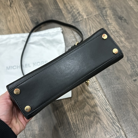 Michael Kora Black & Gold Leather Messenger Bag - Picture 5 of 17